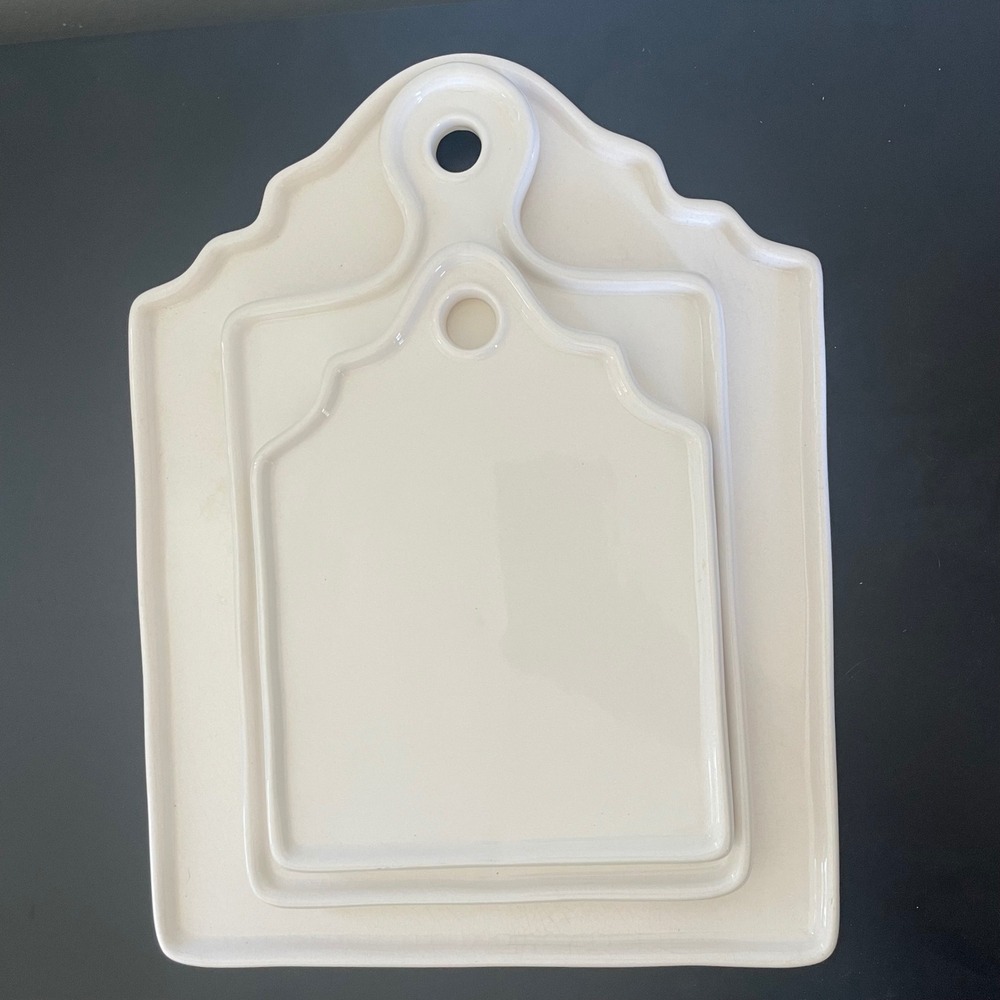 Pottery Barn Set of 3 Ceramic Serving Trays Dessert Cheese Charcuterie *READ - Picture 2 of 14